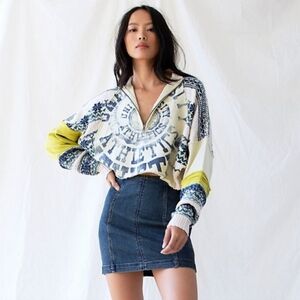 Free People Denim Mini-Skirt